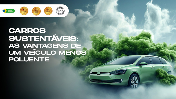 a imagem ilustra um carro verde no meio de arbustos verde e de fundo o céu azul com nuvens